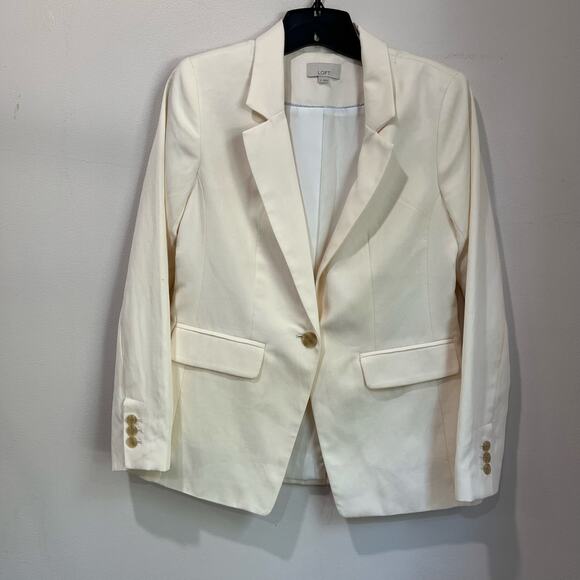 LOFT Modern Blazer Size 2 Off White Lyocell Blend Workwear Career Jacket - Picture 3 of 8